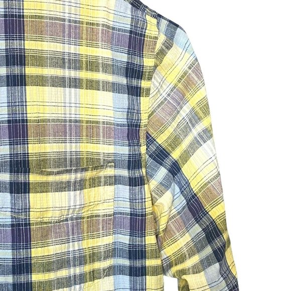 Wrangler Hero Button Down Shirt Mens Size XL XLarge Yellow Blue Check Cotton L/S - Picture 5 of 10
